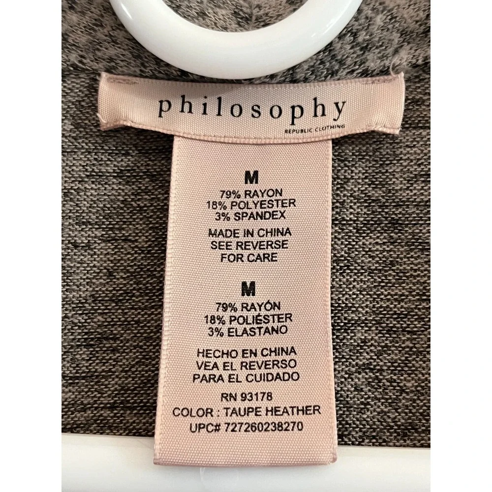 Philosophy Women's Long Sleeve Open Style Cardigan Sweater‎ Size M Gray/Beige
